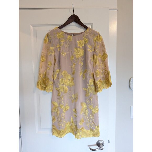 Dress the Population Paige Mini Shift Size M Sand Floral embroidery boho cottage - Picture 7 of 11